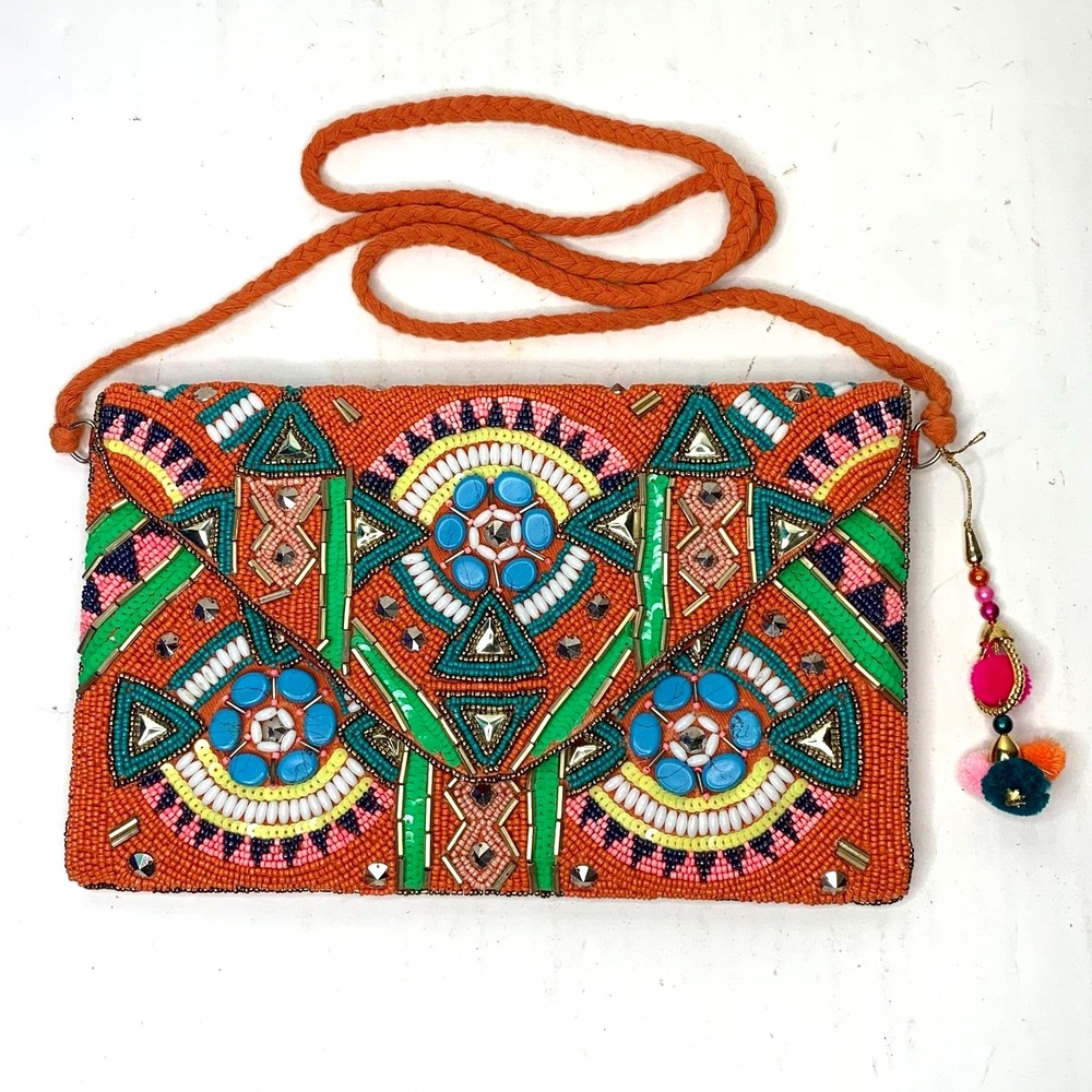 Bolsos Loudi Colorful Intricate Beaded Clutch‎ Bag Purse